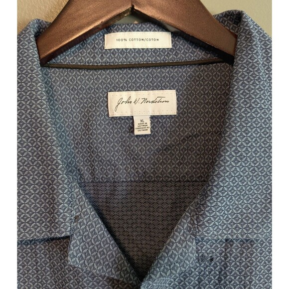 John Nordstrom Size XL Shirt  Short Sleeve Mens Top Blue Extra Large Diamond - Picture 2 of 3